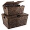 Casafield Water Hyacinth Storage Baskets with Tapered Bottoms and Lids, Multipurpose Organizers for Bedroom, Bathroom, Laundry, Home Office